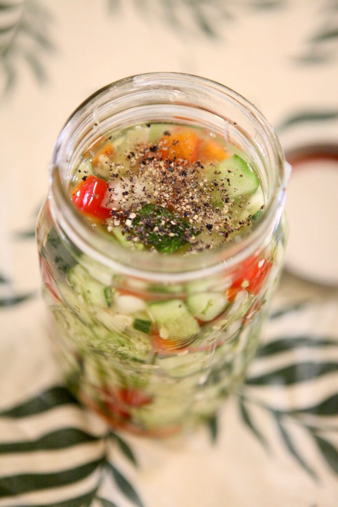 Packed jar of veggies. 