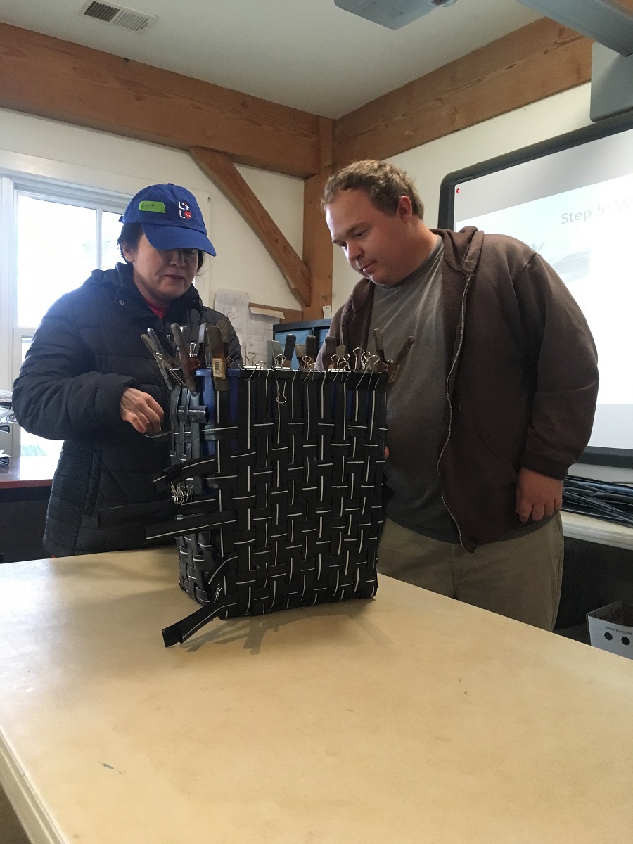 Weaving a drip tape bag